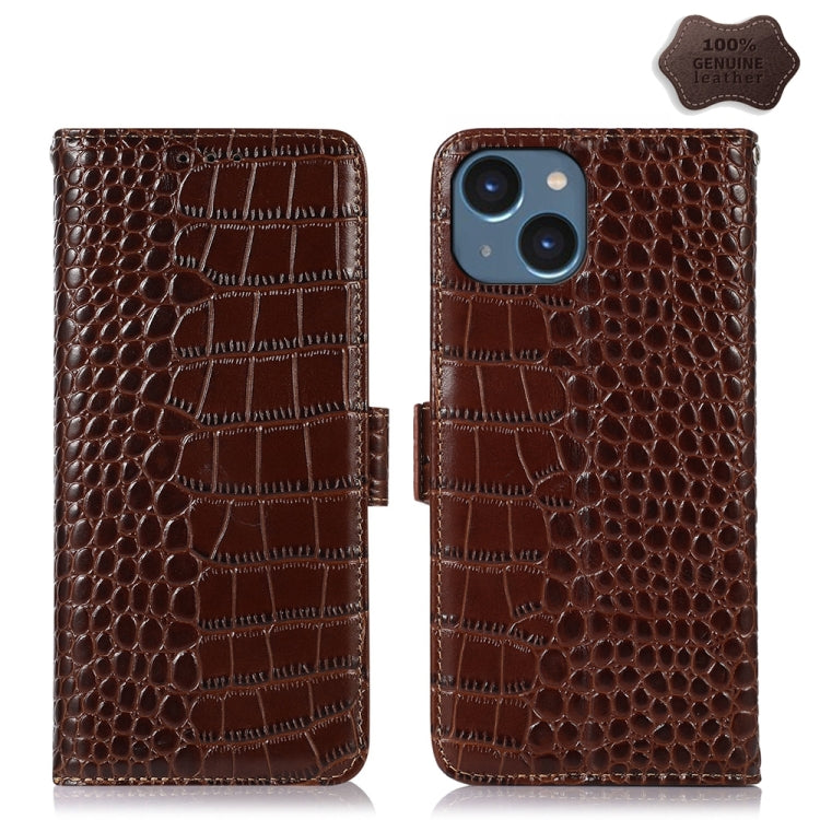 Crocodile Top Layer Cowhide Leather Phone Case, For iPhone 15 Pro, For iPhone 15 Plus, For iPhone 15