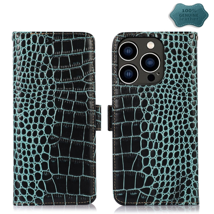 Crocodile Top Layer Cowhide Leather Phone Case, For iPhone 15 Pro, For iPhone 15 Plus, For iPhone 15