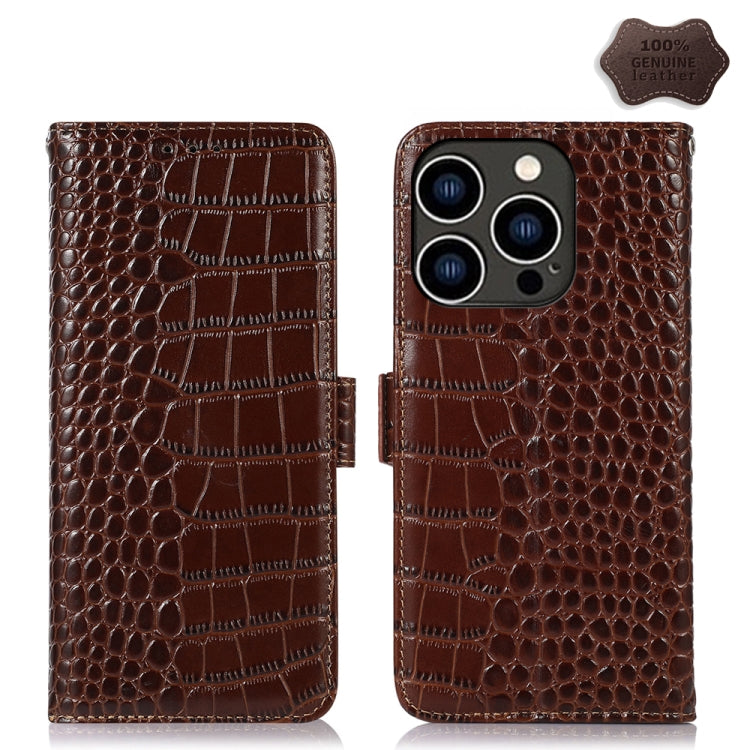 Crocodile Top Layer Cowhide Leather Phone Case, For iPhone 15 Pro, For iPhone 15 Plus, For iPhone 15
