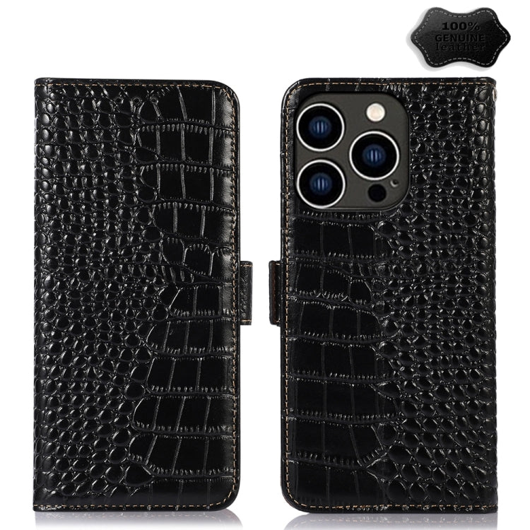 Crocodile Top Layer Cowhide Leather Phone Case, For iPhone 15 Pro, For iPhone 15 Plus, For iPhone 15