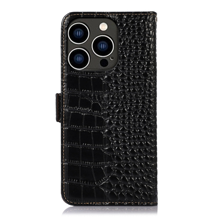 Crocodile Top Layer Cowhide Leather Phone Case, For iPhone 15 Pro, For iPhone 15 Plus, For iPhone 15