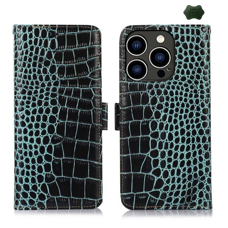 Crocodile Top Layer Cowhide Leather Phone Case, For iPhone 15 Pro, For iPhone 15 Plus, For iPhone 15