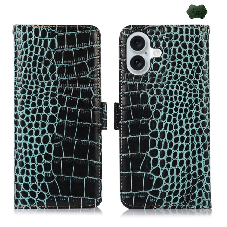 Crocodile Top Layer Cowhide Leather Phone Case, For iPhone 15 Pro, For iPhone 15 Plus, For iPhone 15