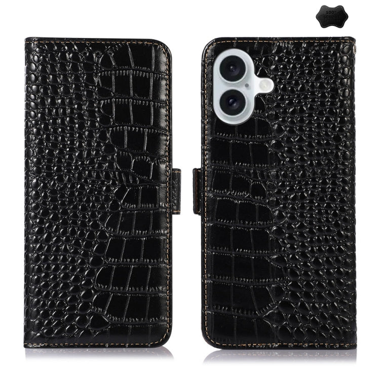 Crocodile Top Layer Cowhide Leather Phone Case, For iPhone 15 Pro, For iPhone 15 Plus, For iPhone 15