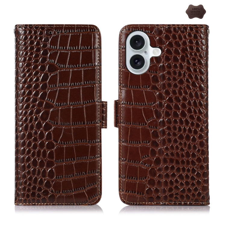 Crocodile Top Layer Cowhide Leather Phone Case, For iPhone 15 Pro, For iPhone 15 Plus, For iPhone 15
