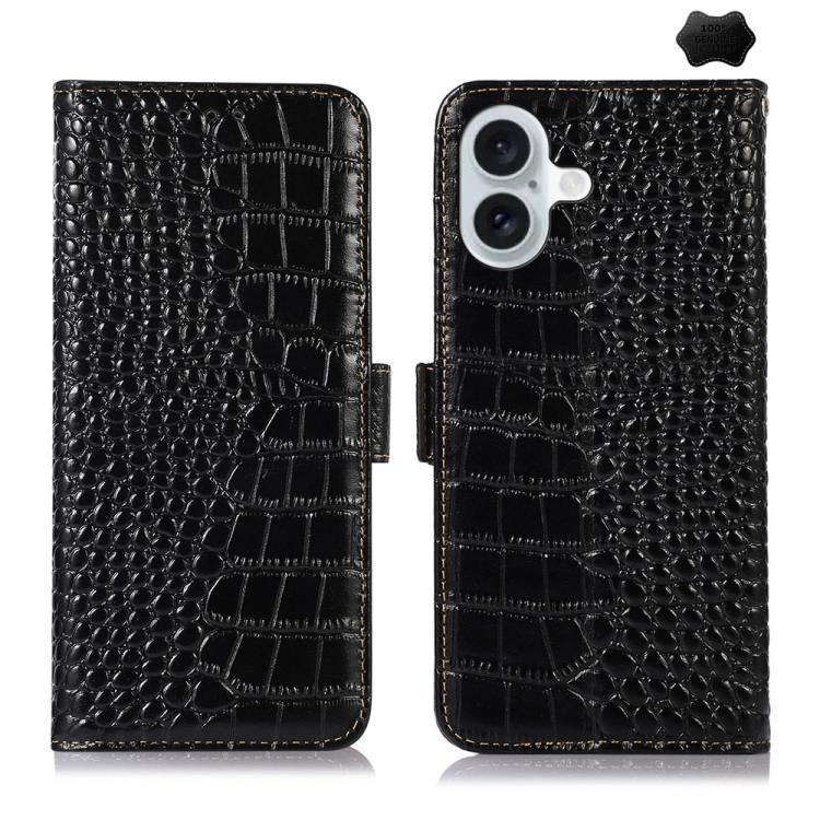 Crocodile Top Layer Cowhide Leather Phone Case, For iPhone 16e, For iPhone 16 Pro Max, For iPhone 16 Pro, For iPhone 16 Plus, For iPhone 16, For iPhone 15 Pro Max