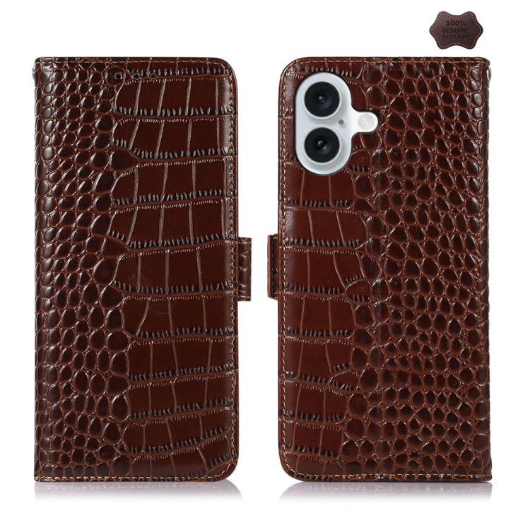 Crocodile Top Layer Cowhide Leather Phone Case, For iPhone 16e, For iPhone 16 Pro Max, For iPhone 16 Pro, For iPhone 16 Plus, For iPhone 16, For iPhone 15 Pro Max