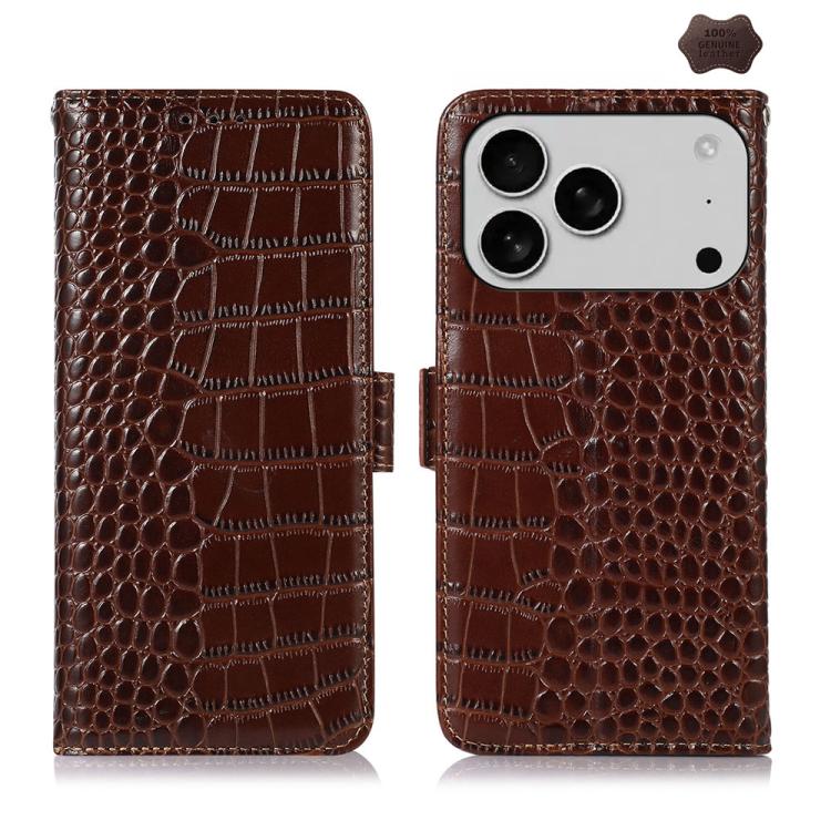 Crocodile Top Layer Cowhide Leather Phone Case, For iPhone 16e, For iPhone 16 Pro Max, For iPhone 16 Pro, For iPhone 16 Plus, For iPhone 16, For iPhone 15 Pro Max