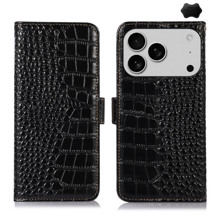 Crocodile Top Layer Cowhide Leather Phone Case, For iPhone 16e, For iPhone 16 Pro Max, For iPhone 16 Pro, For iPhone 16 Plus, For iPhone 16, For iPhone 15 Pro Max