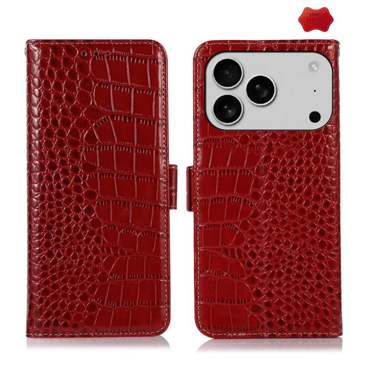 Crocodile Top Layer Cowhide Leather Phone Case, For iPhone 16e, For iPhone 16 Pro Max, For iPhone 16 Pro, For iPhone 16 Plus, For iPhone 16, For iPhone 15 Pro Max