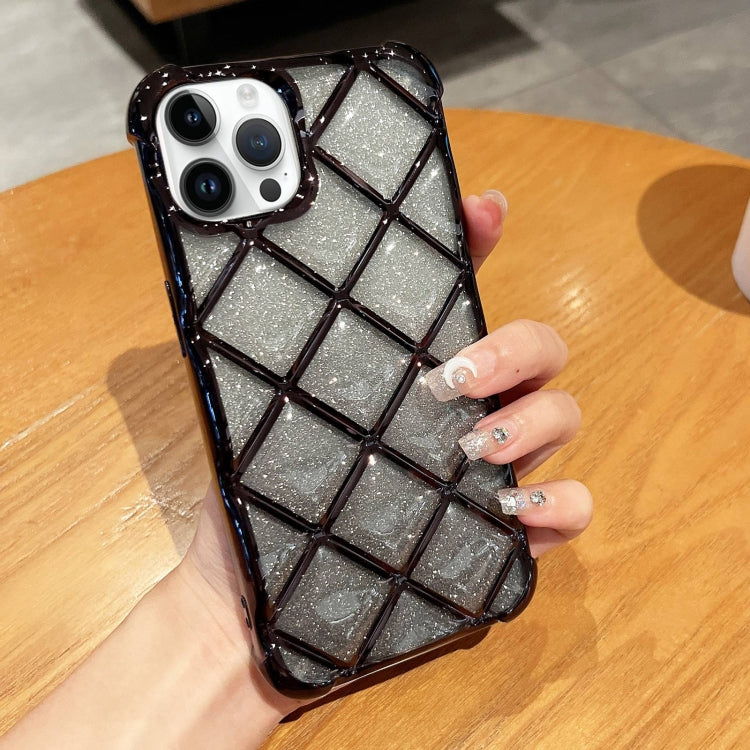 3D Diamond Lattice Laser Engraving Glitter Paper Phone Case, For iPhone 14 Pro Max, For iPhone 15 Plus, For iPhone 13 Pro Max, For iPhone 15