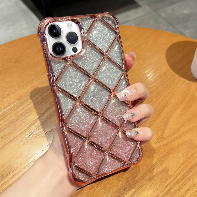 3D Diamond Lattice Laser Engraving Glitter Paper Phone Case, For iPhone 13 Pro, For iPhone 12 / 12 Pro, For iPhone 12 Pro Max, For iPhone 11 Pro Max