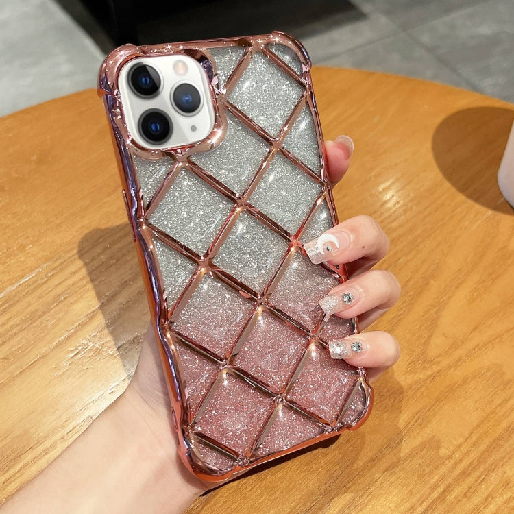 3D Diamond Lattice Laser Engraving Glitter Paper Phone Case, For iPhone 13 Pro, For iPhone 12 / 12 Pro, For iPhone 12 Pro Max, For iPhone 11 Pro Max