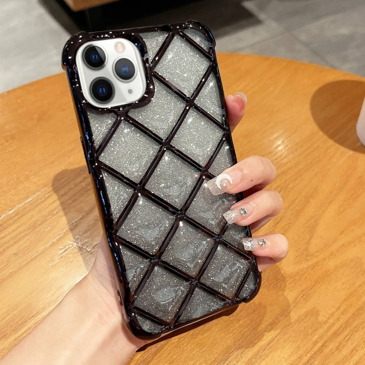 3D Diamond Lattice Laser Engraving Glitter Paper Phone Case, For iPhone 13 Pro, For iPhone 12 / 12 Pro, For iPhone 12 Pro Max, For iPhone 11 Pro Max