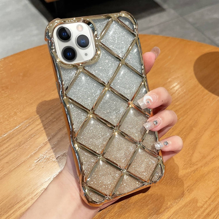 3D Diamond Lattice Laser Engraving Glitter Paper Phone Case, For iPhone 13 Pro, For iPhone 12 / 12 Pro, For iPhone 12 Pro Max, For iPhone 11 Pro Max