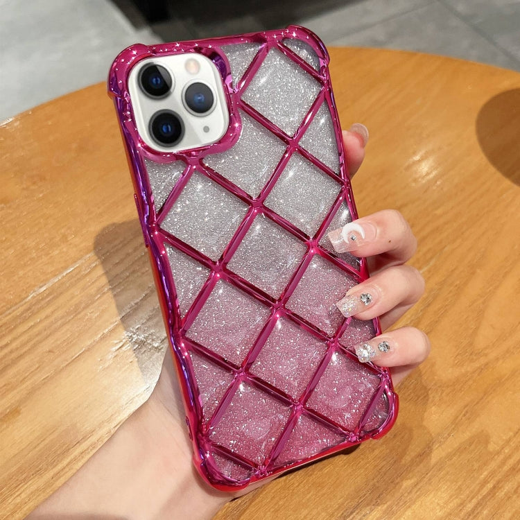 3D Diamond Lattice Laser Engraving Glitter Paper Phone Case, For iPhone 13 Pro, For iPhone 12 / 12 Pro, For iPhone 12 Pro Max, For iPhone 11 Pro Max