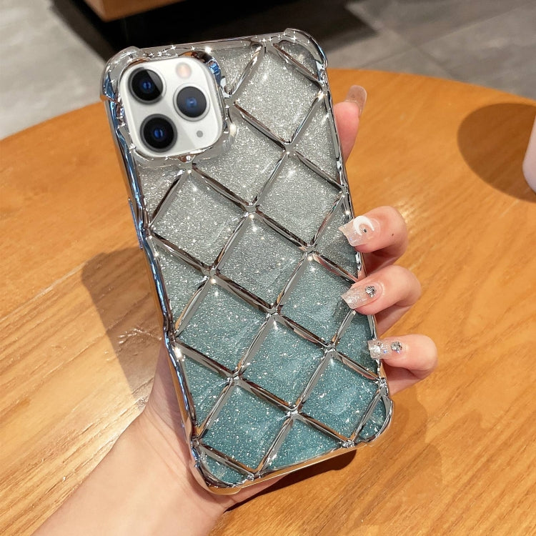 3D Diamond Lattice Laser Engraving Glitter Paper Phone Case, For iPhone 13 Pro, For iPhone 12 / 12 Pro, For iPhone 12 Pro Max, For iPhone 11 Pro Max