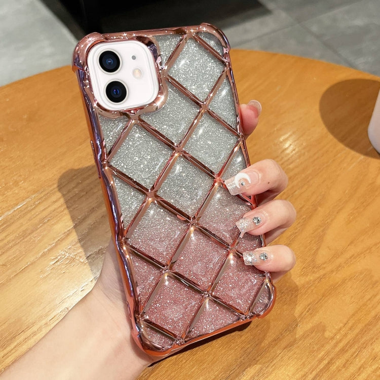 3D Diamond Lattice Laser Engraving Glitter Paper Phone Case, For iPhone 13 Pro, For iPhone 12 / 12 Pro, For iPhone 12 Pro Max, For iPhone 11 Pro Max