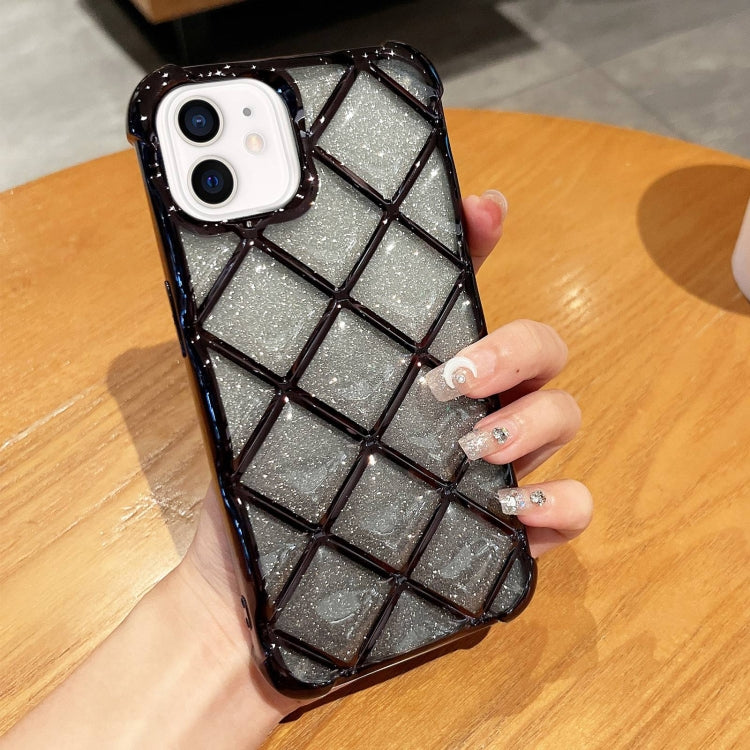 3D Diamond Lattice Laser Engraving Glitter Paper Phone Case, For iPhone 13 Pro, For iPhone 12 / 12 Pro, For iPhone 12 Pro Max, For iPhone 11 Pro Max
