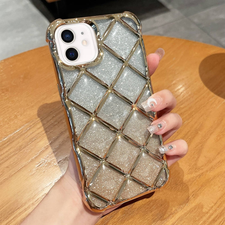 3D Diamond Lattice Laser Engraving Glitter Paper Phone Case, For iPhone 13 Pro, For iPhone 12 / 12 Pro, For iPhone 12 Pro Max, For iPhone 11 Pro Max