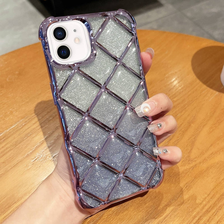 3D Diamond Lattice Laser Engraving Glitter Paper Phone Case, For iPhone 13 Pro, For iPhone 12 / 12 Pro, For iPhone 12 Pro Max, For iPhone 11 Pro Max