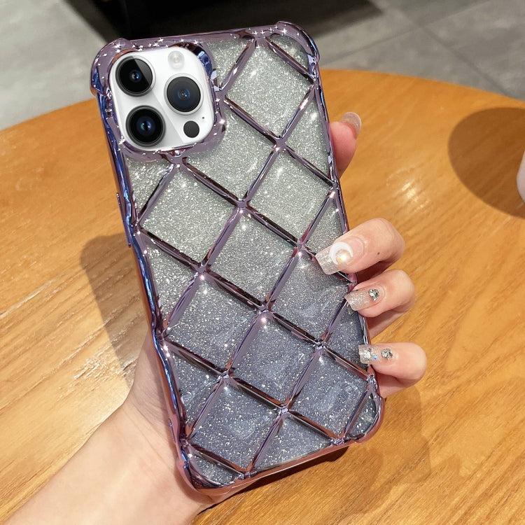 3D Diamond Lattice Laser Engraving Glitter Paper Phone Case, For iPhone 14 / 13, For iPhone 15 Pro Max, For iPhone 14 Pro, For iPhone 15 Pro