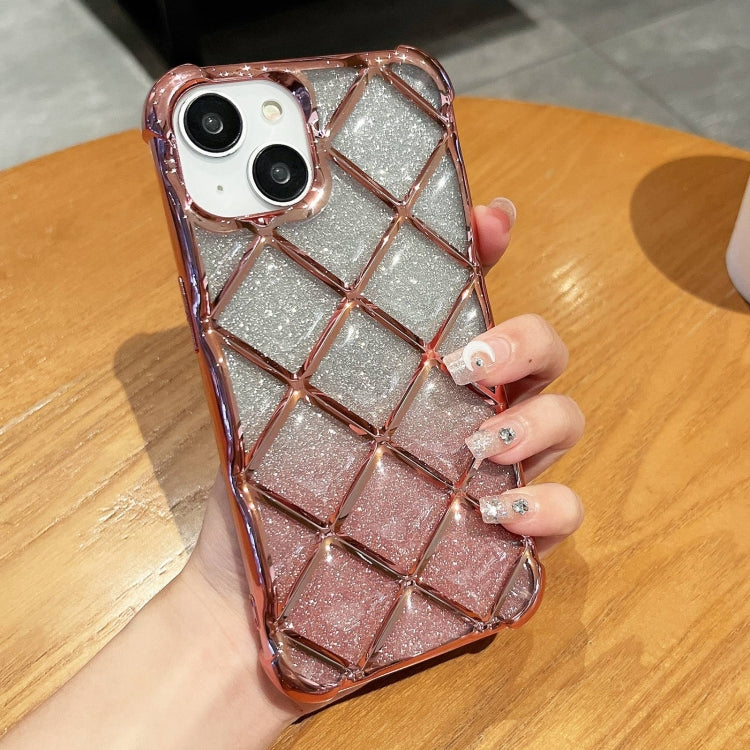 3D Diamond Lattice Laser Engraving Glitter Paper Phone Case, For iPhone 14 Pro Max, For iPhone 15 Plus, For iPhone 13 Pro Max, For iPhone 15