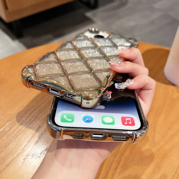 3D Diamond Lattice Laser Engraving Glitter Paper Phone Case, For iPhone 14 Pro Max, For iPhone 15 Plus, For iPhone 13 Pro Max, For iPhone 15