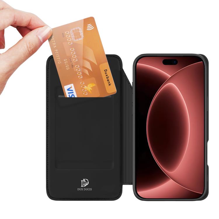 Étui à rabat en cuir DUX DUCIS Skin Pro Series pour iPhone 16 Pro Max, iPhone 16 Pro, iPhone 16 Plus, iPhone 16, iPhone 16e, iPhone 15 Pro Max, iPhone 15 Pro
