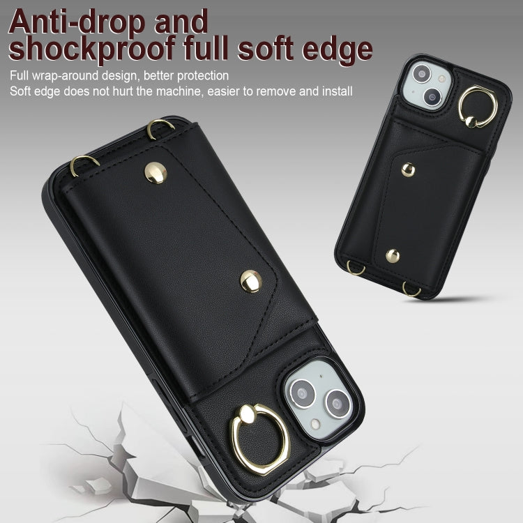 Zipper Card Bag Phone Case with Dual Lanyard, For iPhone 14 Plus, For iPhone 14, For iPhone 14 Pro, For iPhone 14 Pro Max
