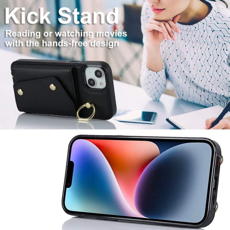 Zipper Card Bag Phone Case with Dual Lanyard, For iPhone 14 Plus, For iPhone 14, For iPhone 14 Pro, For iPhone 14 Pro Max