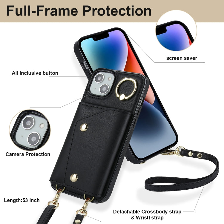 Zipper Card Bag Phone Case with Dual Lanyard, For iPhone 14 Plus, For iPhone 14, For iPhone 14 Pro, For iPhone 14 Pro Max
