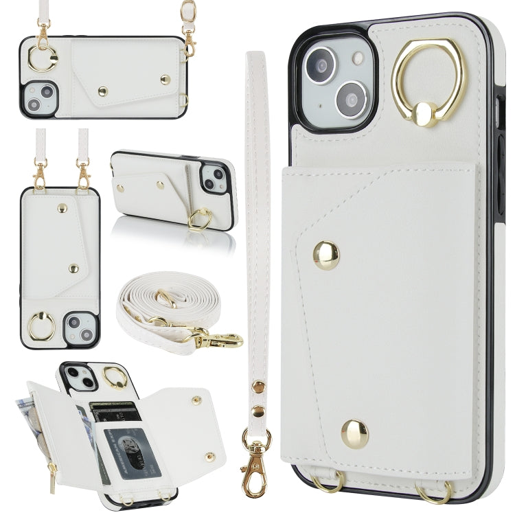 Zipper Card Bag Phone Case with Dual Lanyard, For iPhone 14 Plus, For iPhone 14, For iPhone 14 Pro, For iPhone 14 Pro Max