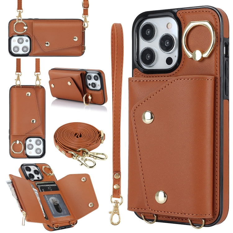 Zipper Card Bag Phone Case with Dual Lanyard, For iPhone 14 Plus, For iPhone 14, For iPhone 14 Pro, For iPhone 14 Pro Max