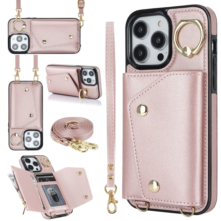 Zipper Card Bag Phone Case with Dual Lanyard, For iPhone 14 Plus, For iPhone 14, For iPhone 14 Pro, For iPhone 14 Pro Max