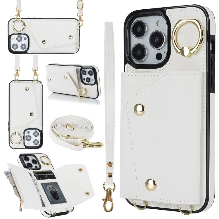 Zipper Card Bag Phone Case with Dual Lanyard, For iPhone 14 Plus, For iPhone 14, For iPhone 14 Pro, For iPhone 14 Pro Max