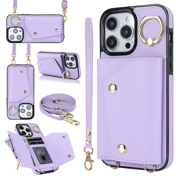 Zipper Card Bag Phone Case with Dual Lanyard, For iPhone 14 Plus, For iPhone 14, For iPhone 14 Pro, For iPhone 14 Pro Max
