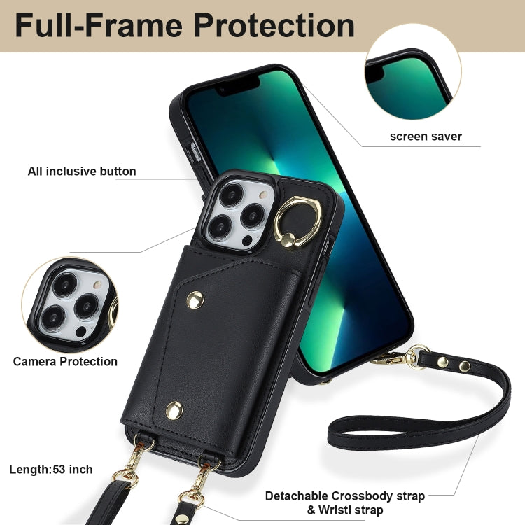 Zipper Card Bag Phone Case with Dual Lanyard, For iPhone 13 Pro Max, For iPhone 13 Pro, For iPhone 13, For iPhone 13 mini