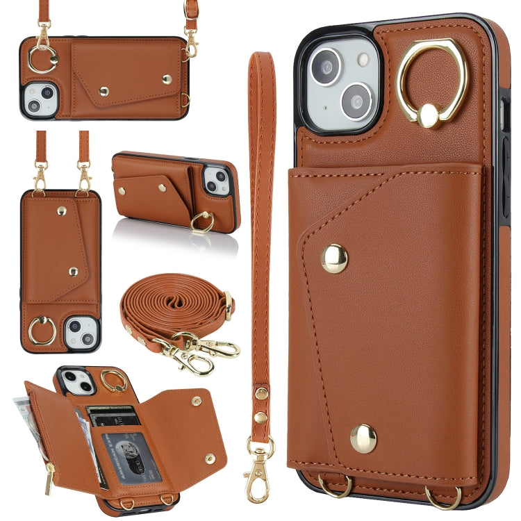 Zipper Card Bag Phone Case with Dual Lanyard, For iPhone 13 Pro Max, For iPhone 13 Pro, For iPhone 13, For iPhone 13 mini