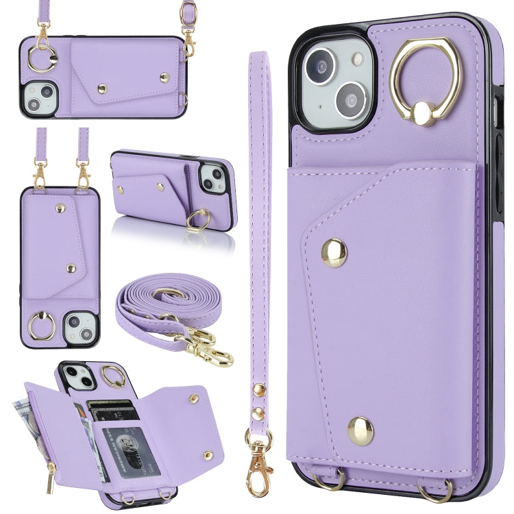 Zipper Card Bag Phone Case with Dual Lanyard, For iPhone 13 Pro Max, For iPhone 13 Pro, For iPhone 13, For iPhone 13 mini