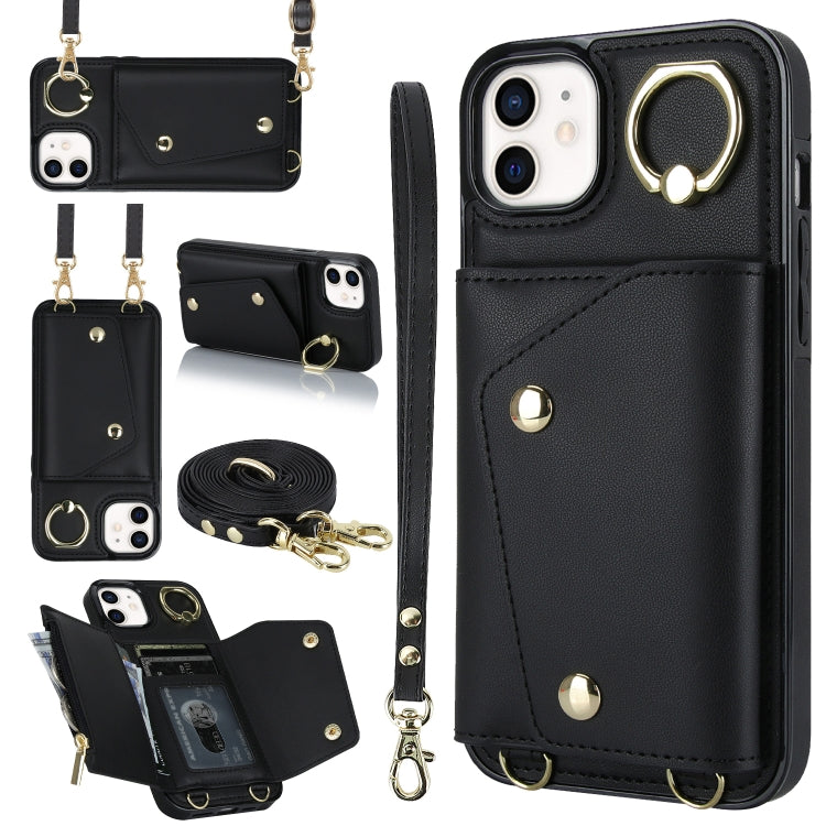 Zipper Card Bag Phone Case with Dual Lanyard, For iPhone 12 / 12 Pro, For iPhone 12 Pro Max, For iPhone 12 mini, For iPhone 11 Pro Max