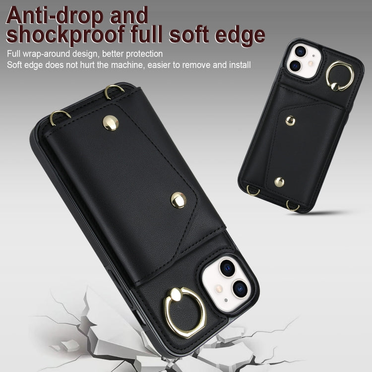 Zipper Card Bag Phone Case with Dual Lanyard, For iPhone 12 / 12 Pro, For iPhone 12 Pro Max, For iPhone 12 mini, For iPhone 11 Pro Max