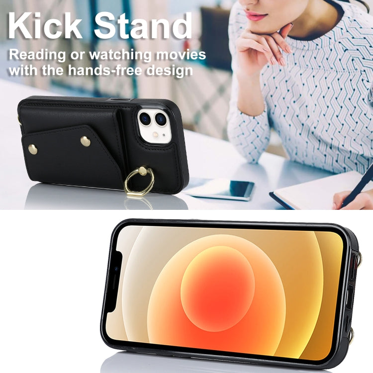 Zipper Card Bag Phone Case with Dual Lanyard, For iPhone 12 / 12 Pro, For iPhone 12 Pro Max, For iPhone 12 mini, For iPhone 11 Pro Max