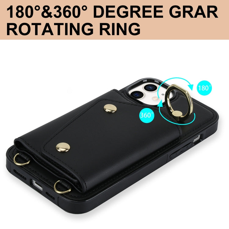 Zipper Card Bag Phone Case with Dual Lanyard, For iPhone 12 / 12 Pro, For iPhone 12 Pro Max, For iPhone 12 mini, For iPhone 11 Pro Max