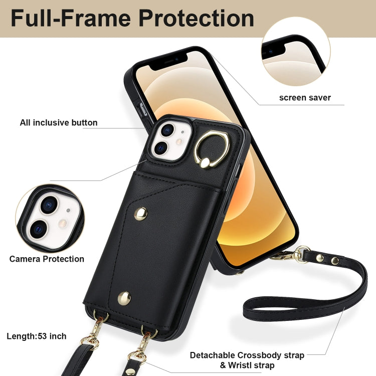 Zipper Card Bag Phone Case with Dual Lanyard, For iPhone 12 / 12 Pro, For iPhone 12 Pro Max, For iPhone 12 mini, For iPhone 11 Pro Max