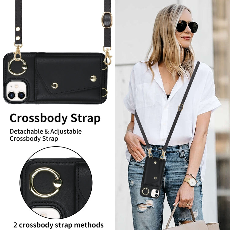 Zipper Card Bag Phone Case with Dual Lanyard, For iPhone 12 / 12 Pro, For iPhone 12 Pro Max, For iPhone 12 mini, For iPhone 11 Pro Max