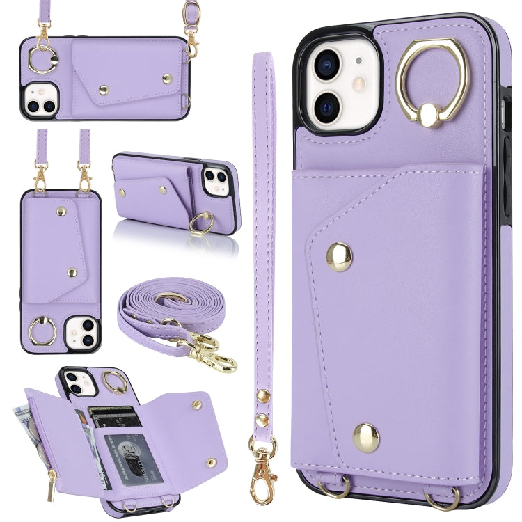 Zipper Card Bag Phone Case with Dual Lanyard, For iPhone 12 / 12 Pro, For iPhone 12 Pro Max, For iPhone 12 mini, For iPhone 11 Pro Max