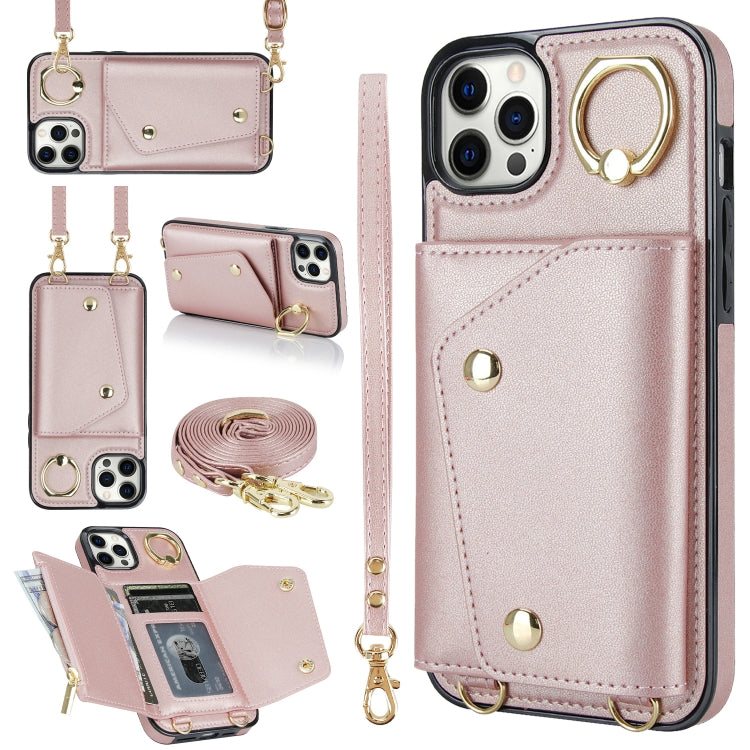Zipper Card Bag Phone Case with Dual Lanyard, For iPhone 12 / 12 Pro, For iPhone 12 Pro Max, For iPhone 12 mini, For iPhone 11 Pro Max