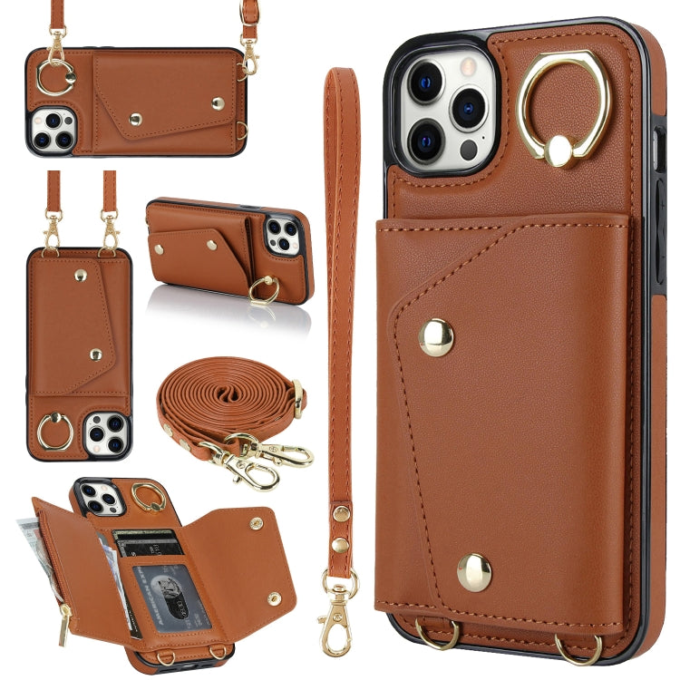 Zipper Card Bag Phone Case with Dual Lanyard, For iPhone 12 / 12 Pro, For iPhone 12 Pro Max, For iPhone 12 mini, For iPhone 11 Pro Max