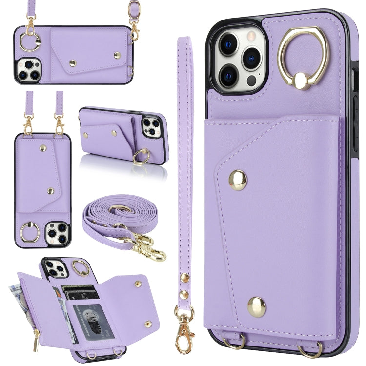 Zipper Card Bag Phone Case with Dual Lanyard, For iPhone 12 / 12 Pro, For iPhone 12 Pro Max, For iPhone 12 mini, For iPhone 11 Pro Max